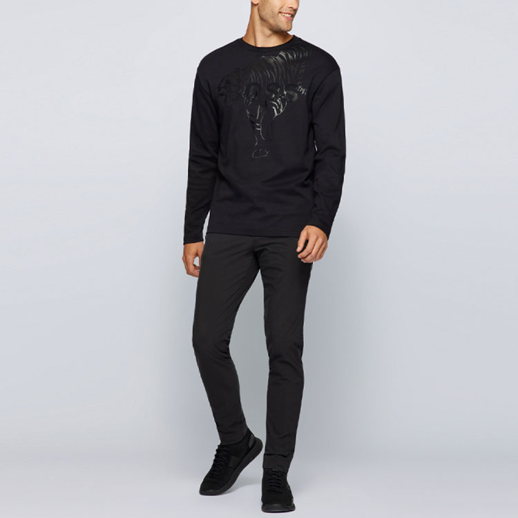 HUGO BOSS SS22 Tiger Graphic Long Sleeve Crew Neck T-Shirt Black 50463004-001 圖 5