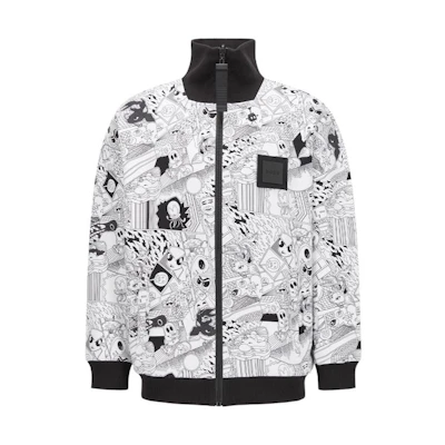 HUGO BOSS SS22 White Zip-Up Jacket with Comic Graphic for Men. 50462465-100