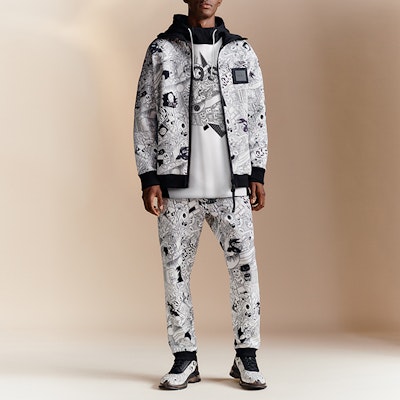 HUGO BOSS SS22 男士白色漫畫圖案拉鍊外套. 50462465-100 Lookbook HUGO BOSS SS22 男士白色漫畫圖案拉鍊外套. 50462465-100
