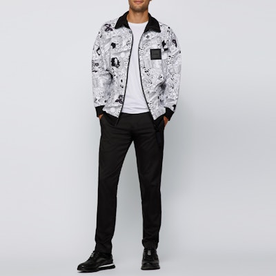 HUGO BOSS SS22 男士白色漫畫圖案拉鍊外套. 50462465-100 Shop HUGO BOSS SS22 男士白色漫畫圖案拉鍊外套. 50462465-100