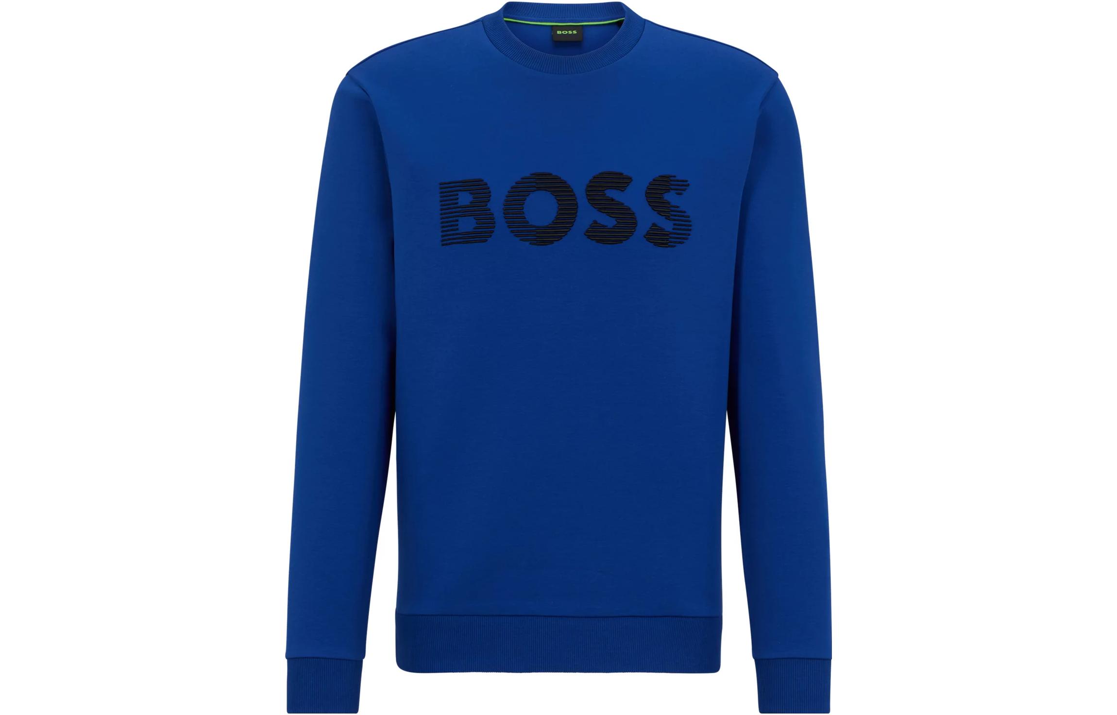 HUGO BOSS SS23 3D Logo Embroidered Crewneck Long Sleeve Sweatshirt Blue Men 50493511-438