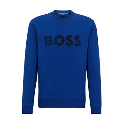 HUGO BOSS SS23 3D Logo Embroidered Crewneck Long Sleeve Sweatshirt Blue Men 50493511-438