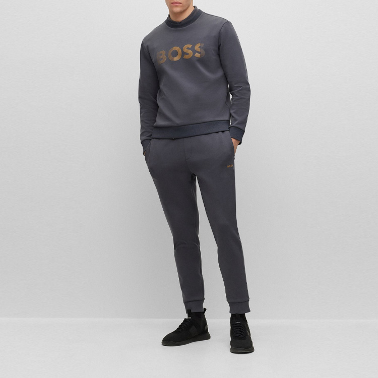 Lookbook HUGO BOSS SS23 3D 刺繡標誌圓領長袖衛衣 深灰色 50493511-027