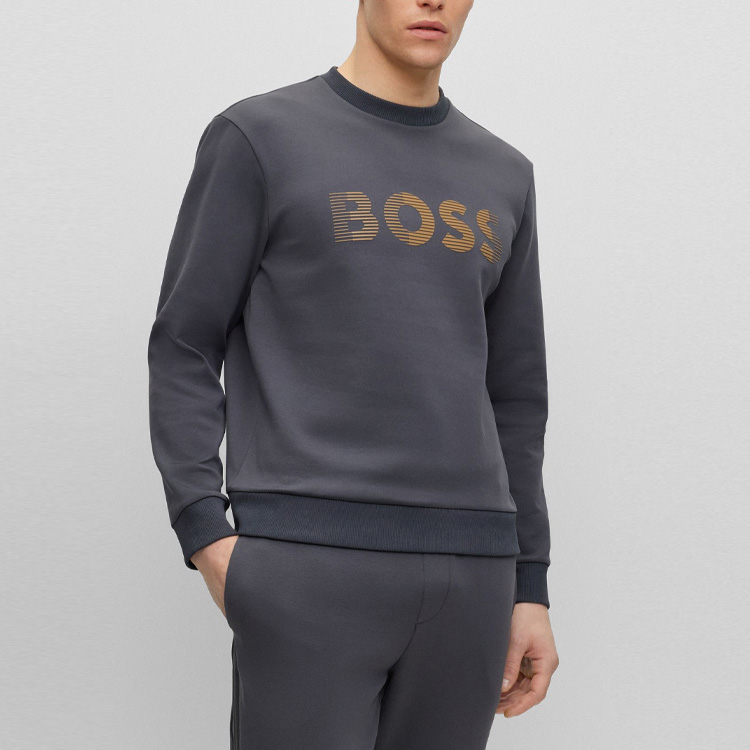 Purchase HUGO BOSS SS23 3D 刺繡標誌圓領長袖衛衣 深灰色 50493511-027