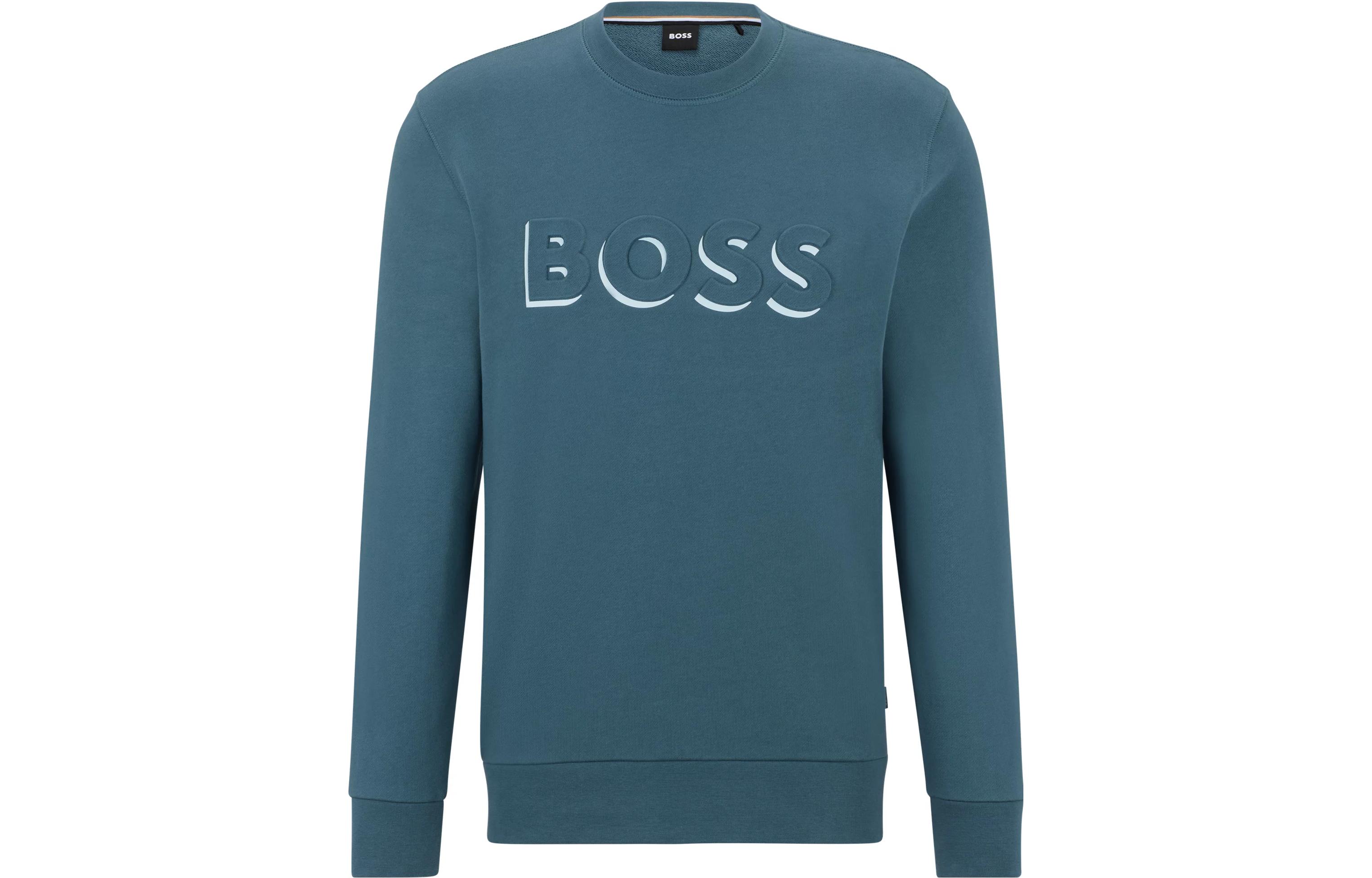 HUGO BOSS SS23 3D Logo Print Pullover Sweatshirt Emerald Green 50489600-445