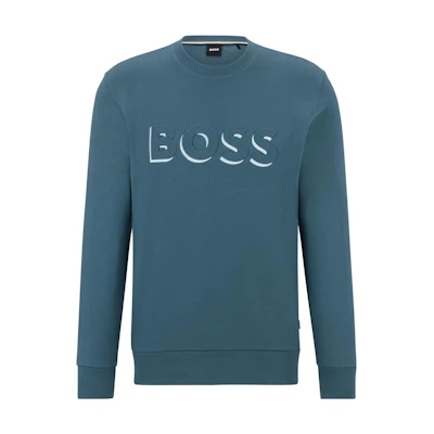 HUGO BOSS SS23 3D Logo Print Pullover Sweatshirt Emerald Green 50489600-445
