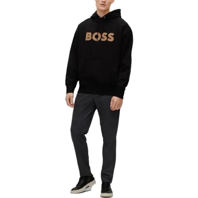 Lookbook HUGO BOSS SS23  Black Embroidered Logo Drawstring Hoodie. 50486243-001