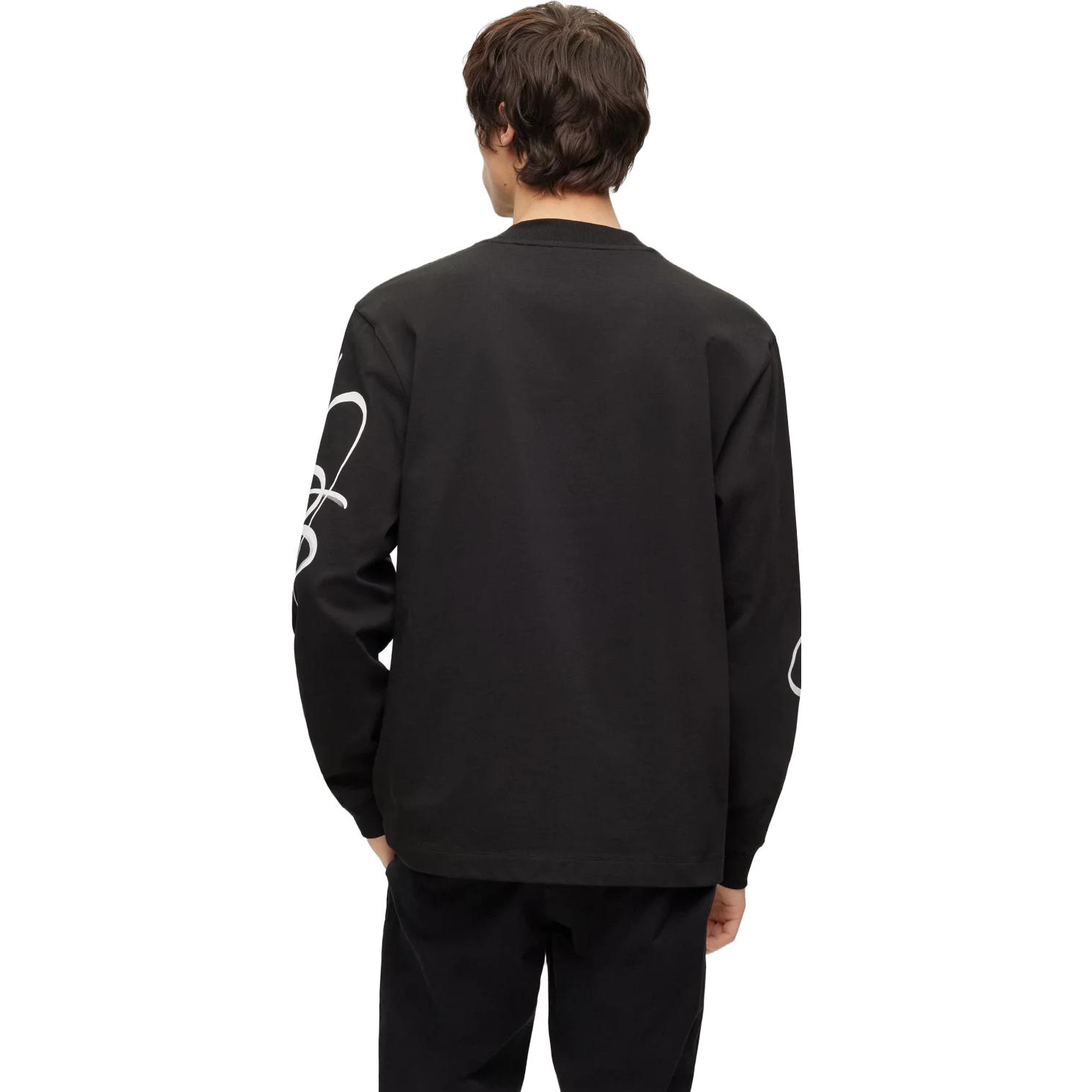HUGO BOSS SS23  Black Graphic Print Crewneck Long Sleeve T-Shirt Casual 50493712-001 圖 4