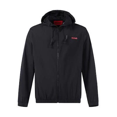 HUGO BOSS SS23 Black Logo Print Hooded Jacket. 50471359-001