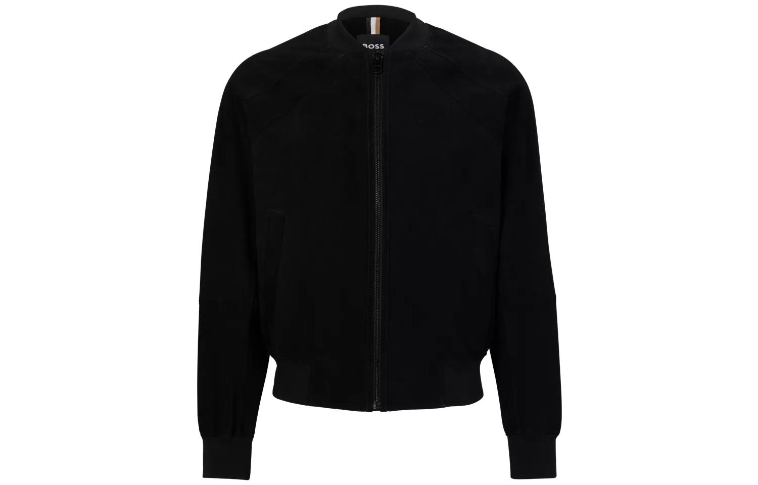 Order HUGO BOSS SS23 Jaket Hitam Zip-Up Plain. 50485069-001