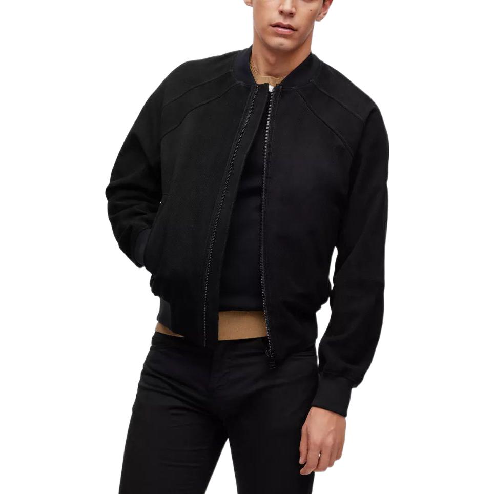 Lookbook HUGO BOSS SS23 Jaket Hitam Zip-Up Plain. 50485069-001