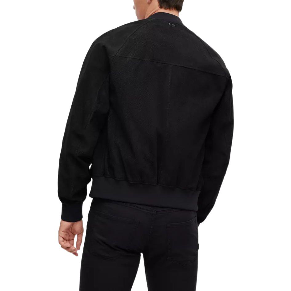 Shop HUGO BOSS SS23 Jaket Hitam Zip-Up Plain. 50485069-001