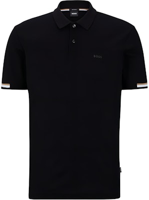 HUGO BOSS SS23 黑色條紋徽標細節徽標織帶短袖POLO衫。 50467113-001 Order HUGO BOSS SS23 黑色條紋徽標細節徽標織帶短袖POLO衫。 50467113-001