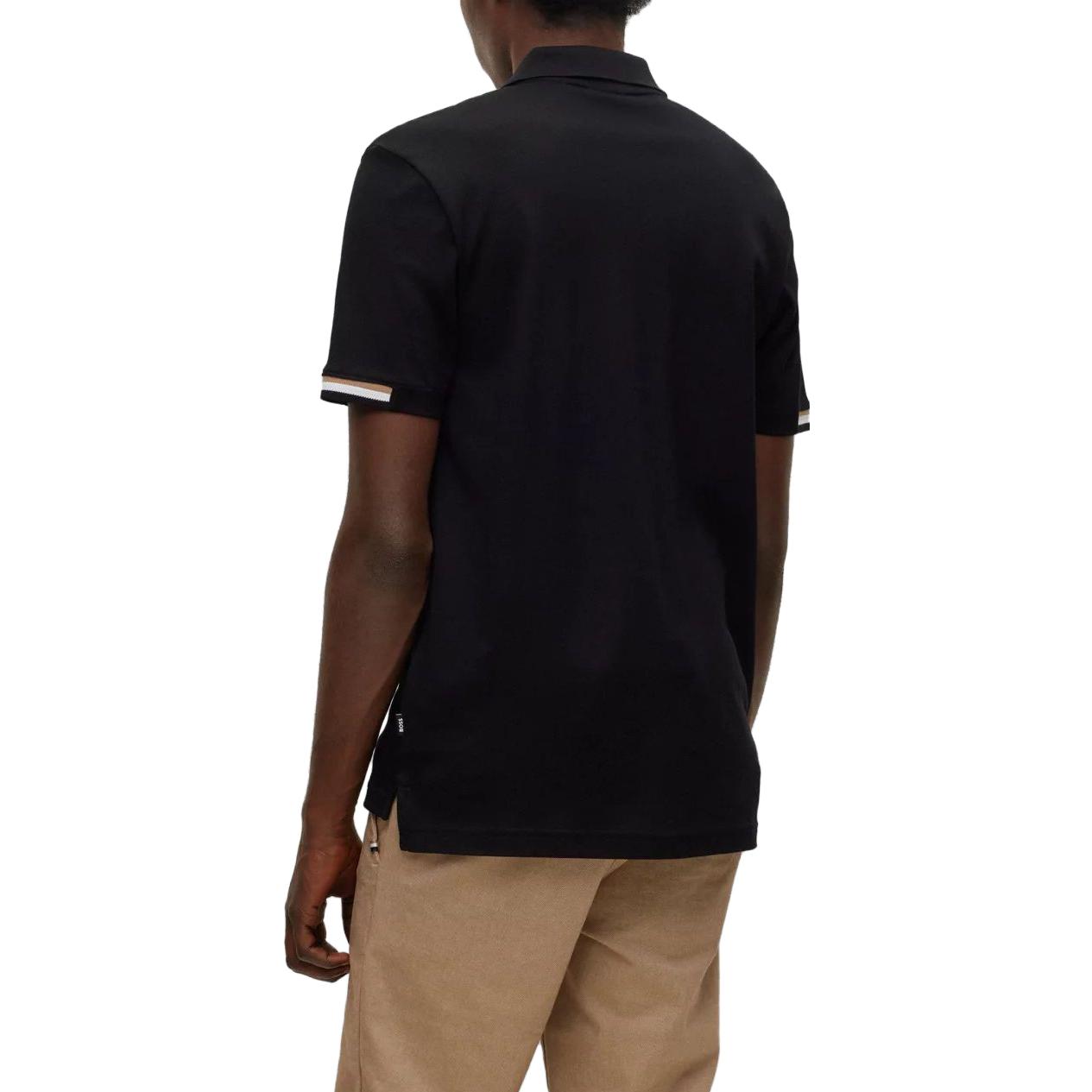 Purchase HUGO BOSS SS23 黑色條紋徽標細節徽標織帶短袖POLO衫。 50467113-001