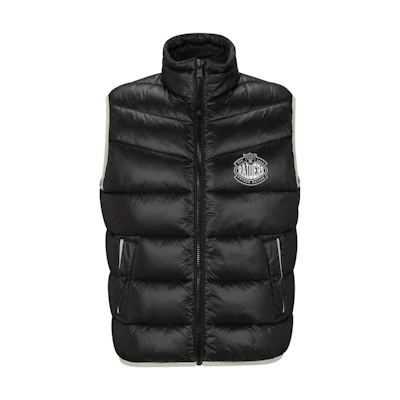 HUGO BOSS SS23 Black Shiny Logo Stand Collar Zip Cotton Vest. 50505930-004