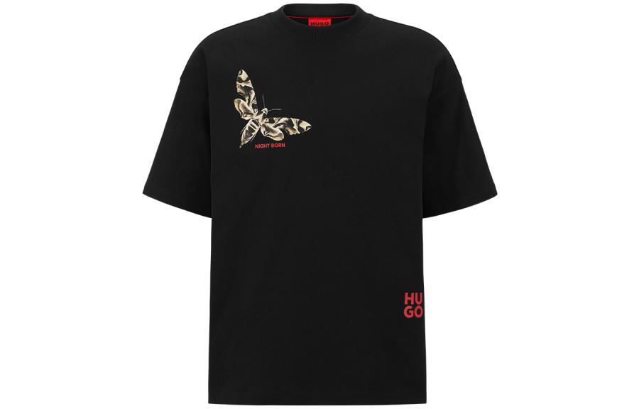 HUGO BOSS SS23  Black Short-Sleeve Tee with Layered Logo Design. 50484747-001