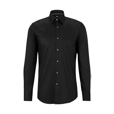 HUGO BOSS SS23 Black Solid Color Long Sleeve Button-Up Shirt 50479922-001