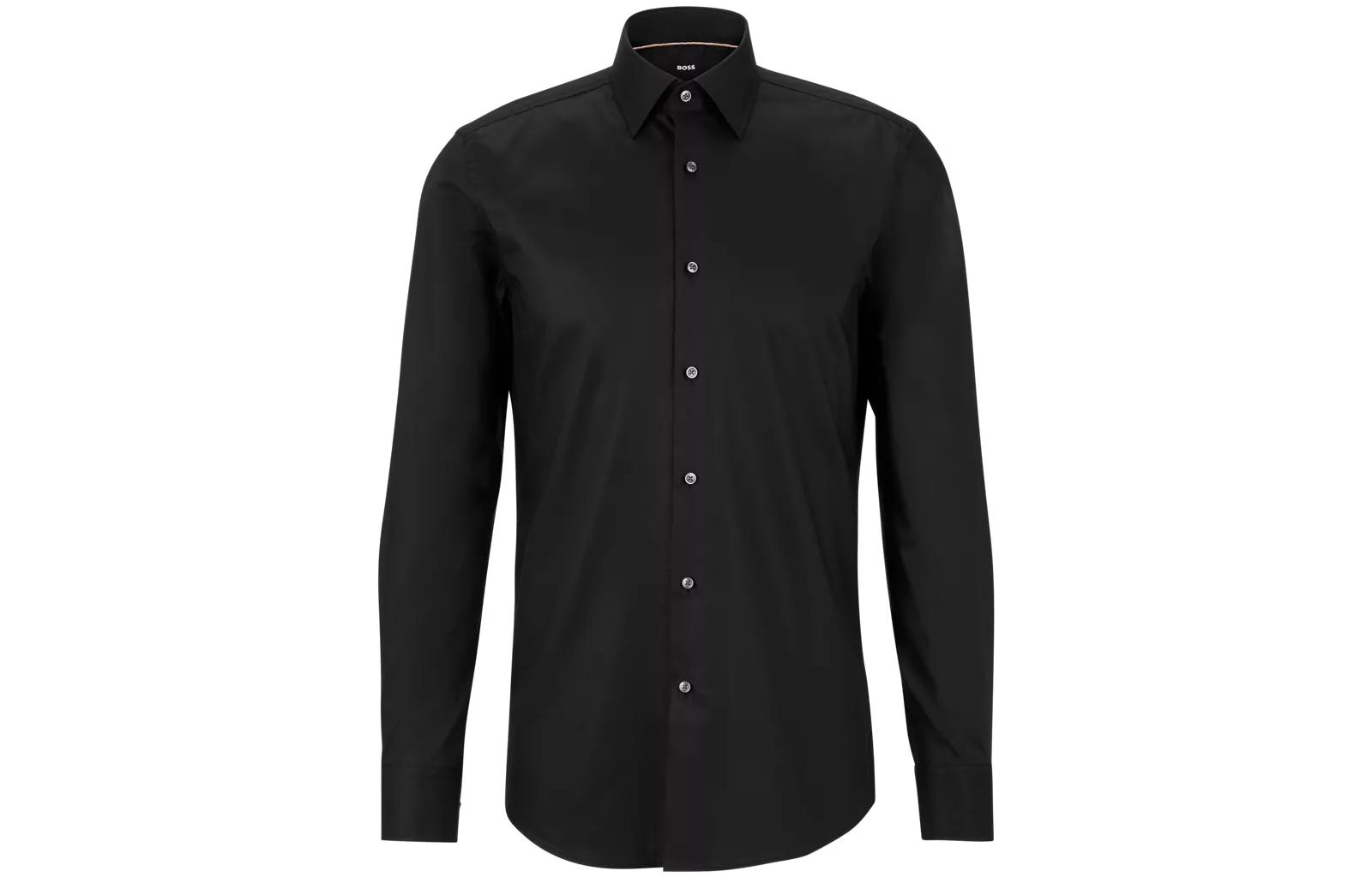 Order HUGO BOSS SS23 黑色純色長袖襯衫 50479922-001