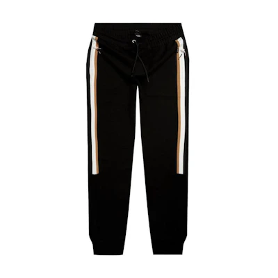 HUGO BOSS SS23 Black Striped Knit Jogger Pants Casual Style 50494609-001