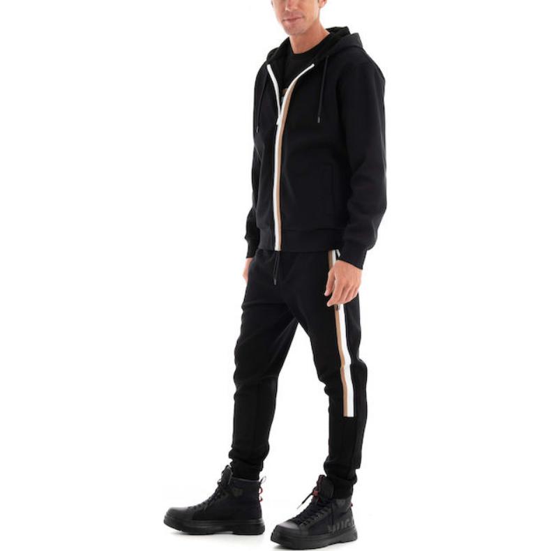 Purchase HUGO BOSS SS23  Black Striped Knit Jogger Pants Casual Style 50494609-001