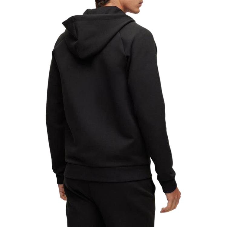 Details for HUGO BOSS SS23  Black Zip-Up Hoodie with Solid Letter Embroidery. 50482888-001