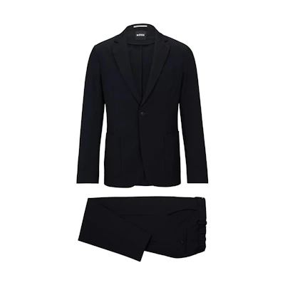 HUGO BOSS SS23 Dark Blue Solid Single-Breasted Blazer & Trousers Set. 50497234-404