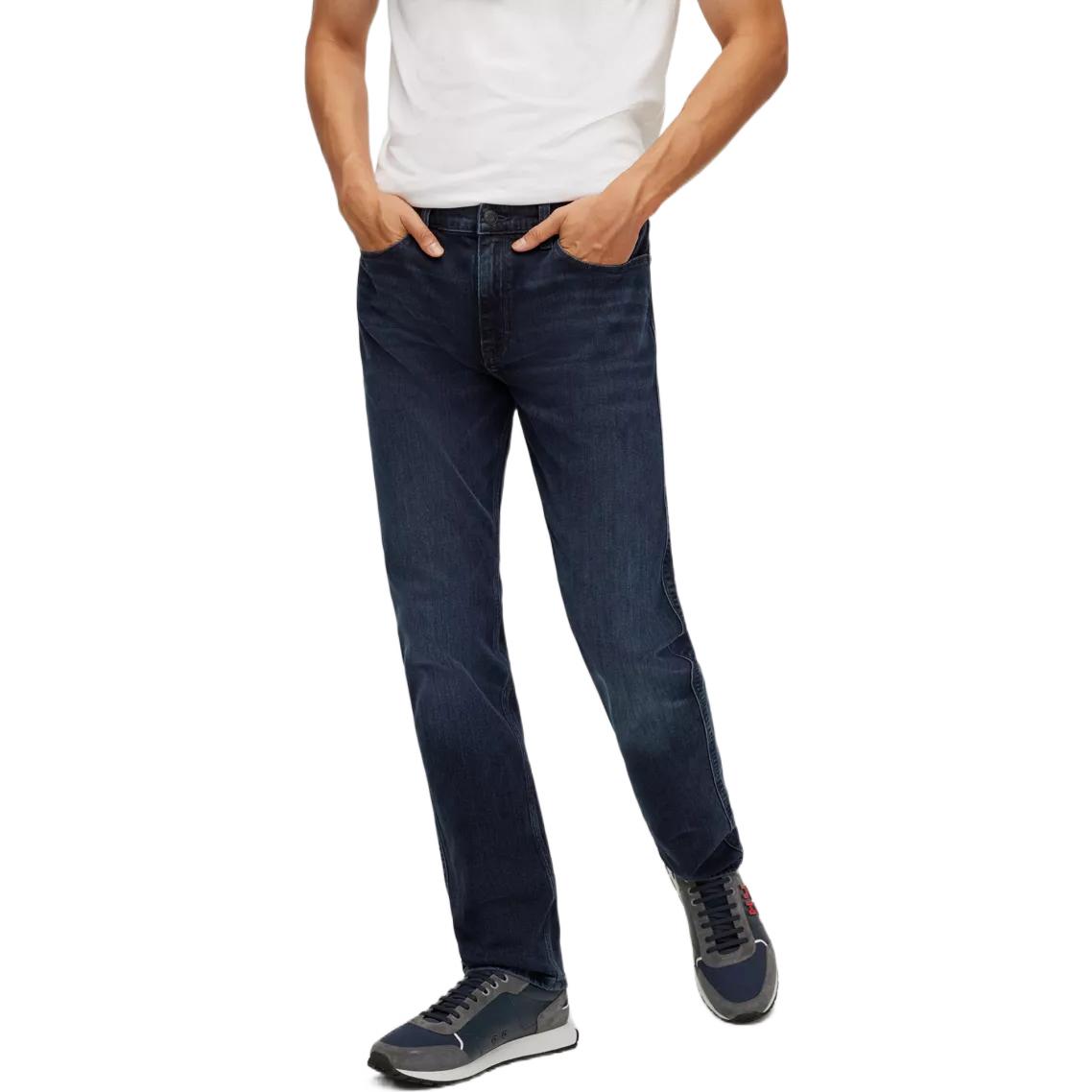 Shop HUGO BOSS SS23 標誌貼章五袋牛仔褲 深藍色 50481359-410