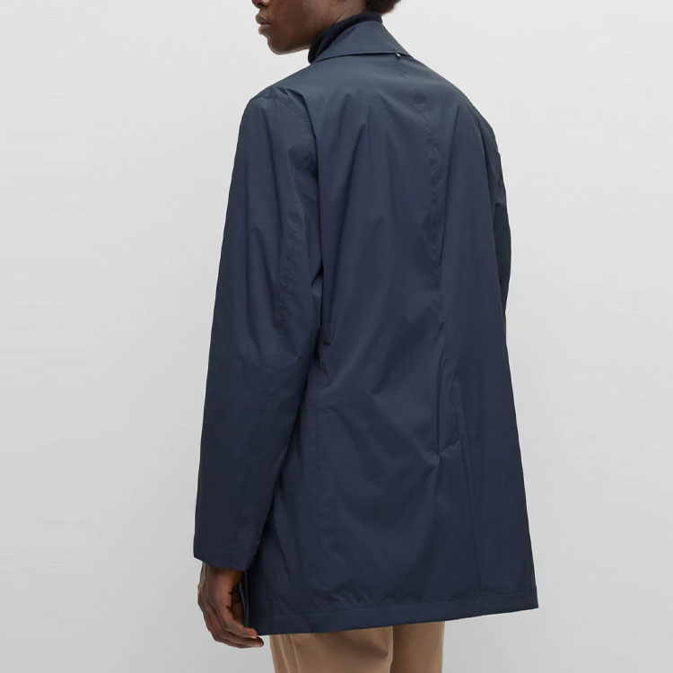 Purchase HUGO BOSS SS23 海軍藍素面翻領單排扣大衣 50483282-404