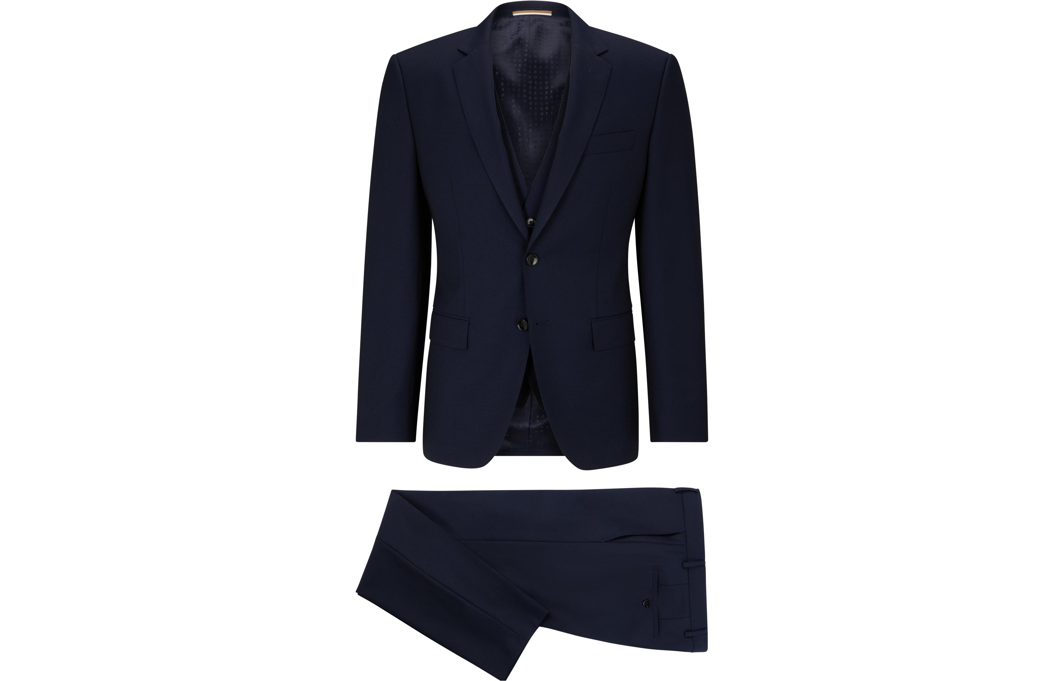 HUGO BOSS SS23  Slim-Fit Single-Breasted Dark Blue Suit Set. 50498789-404