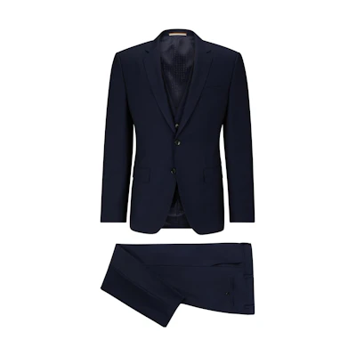 HUGO BOSS SS23 Slim-Fit Single-Breasted Dark Blue Suit Set. 50498789-404
