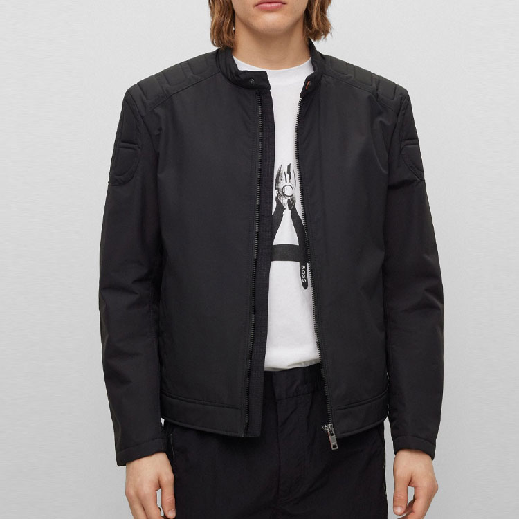 HUGO BOSS SS23  Slim Fit Solid Stand Collar Biker Jacket 50492935-001 圖 3
