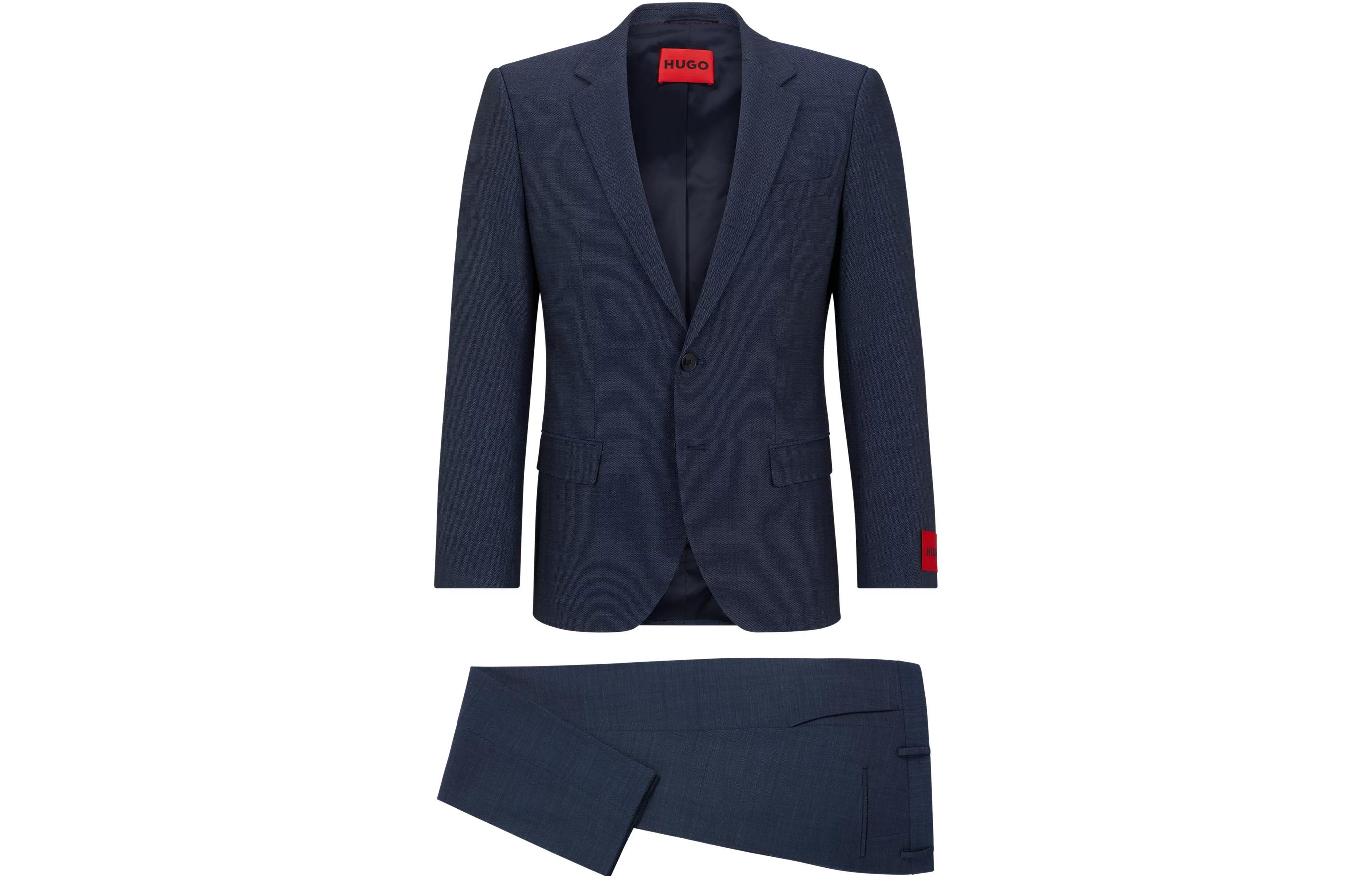 HUGO BOSS SS23  Slim Fit Solid Twill Suit in Navy Blue. 50495717-405