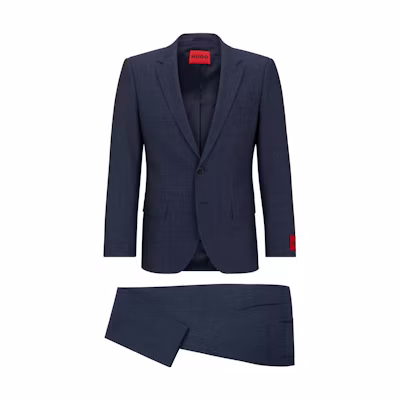 HUGO BOSS SS23 Slim Fit Solid Twill Suit in Navy Blue. 50495717-405