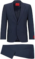 Order HUGO BOSS SS23 修身版固體斜紋西裝 - 海軍藍。 50495717-405