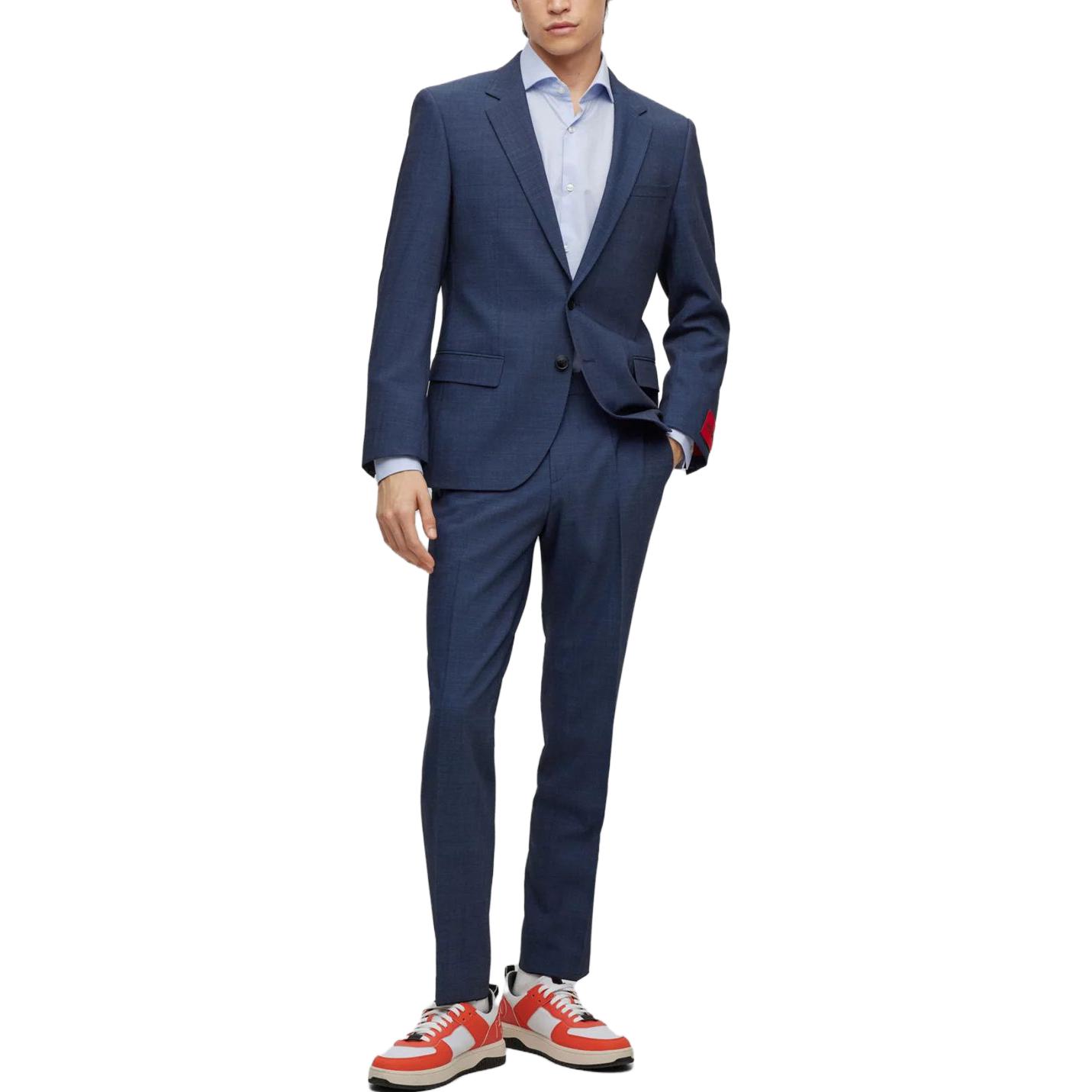 Lookbook ヒューゴボス SS23 スリムフィット ソリッドツイルスーツ ネイビーブルー. 50495717-405
