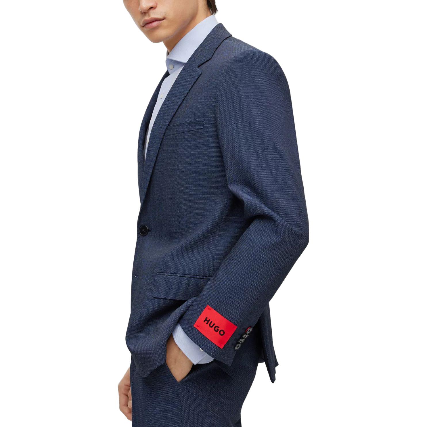 Sizing ヒューゴボス SS23 スリムフィット ソリッドツイルスーツ ネイビーブルー. 50495717-405