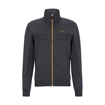 HUGO BOSS SS23 Solid Color Zip-Up Long-Sleeve Sweatshirt Dark Gray 50493470-027