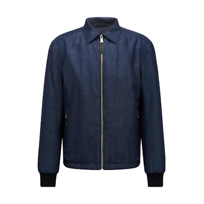 HUGO BOSS SS23 Solid Zip-Up Long Sleeve Jacket Blue 50472229-404