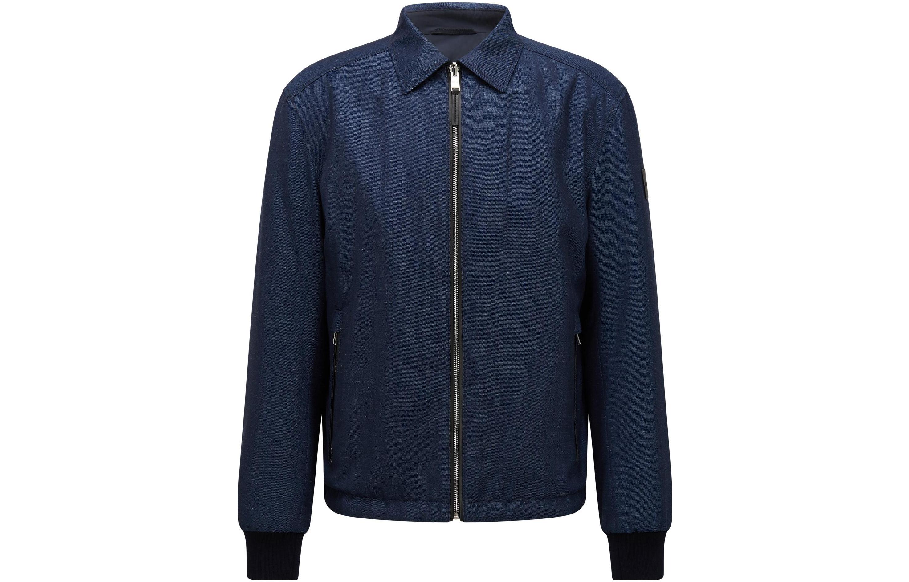 Order 휴고 보스 SS23 솔리드 지퍼업 긴팔 재킷 블루 50472229-404