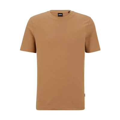 HUGO BOSS SS23 Textured Jacquard Crewneck T-Shirt Light Brown. 50452680-260