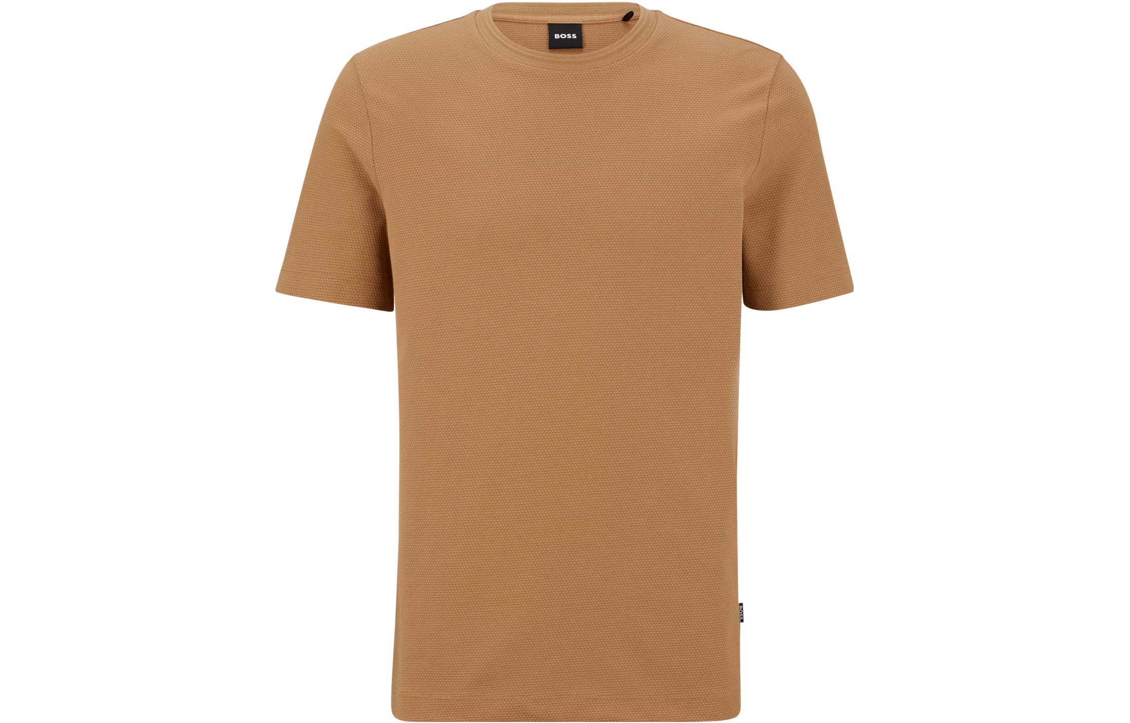 Order HUGO BOSS SS23  Textured Jacquard Crewneck T-Shirt Light Brown. 50452680-260