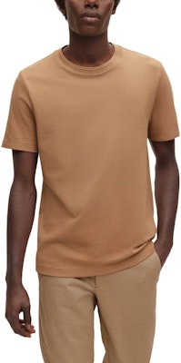 HUGO BOSS SS23 Textured Jacquard Crewneck T-Shirt Light Brown. 50452680-260 Shop HUGO BOSS SS23 Textured Jacquard Crewneck T-Shirt Light Brown. 50452680-260