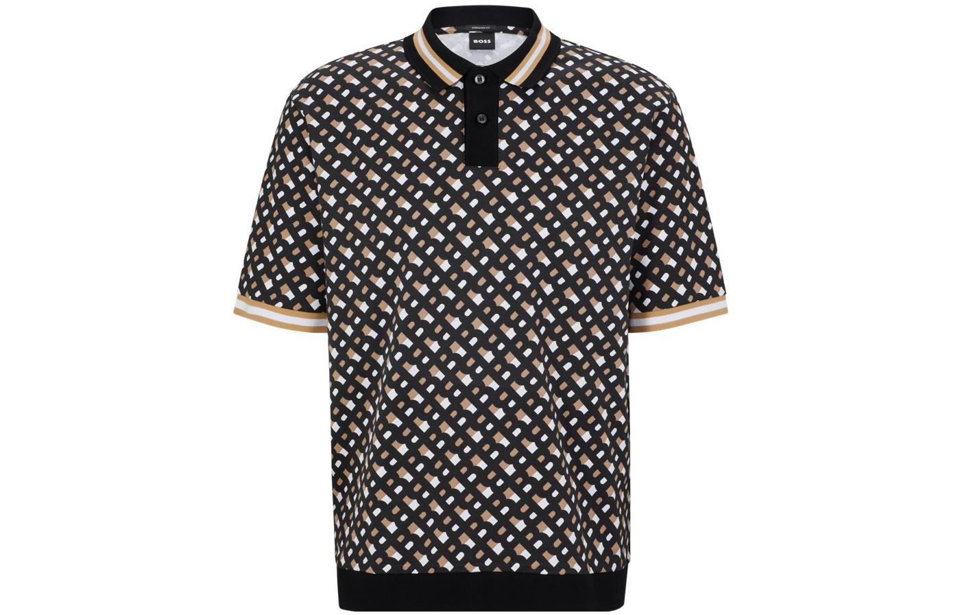 HUGO BOSS SS23 All-Over Logo Knit Short Sleeve Polo Shirt Men’s Multi-Color 50486168-001