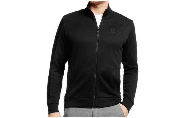 HUGO BOSS SS23 Black Cotton Jacket with Solid Logo Print SKAZ-50276849-001