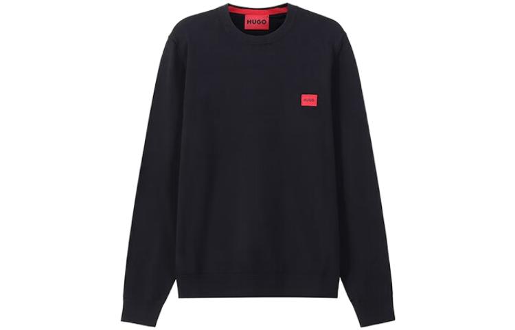 HUGO BOSS SS23 Black Crewneck Long Sleeve Sweatshirt with Logo 50472311-001