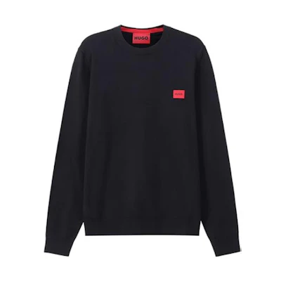 HUGO BOSS SS23 Black Crewneck Long Sleeve Sweatshirt with Logo 50472311-001