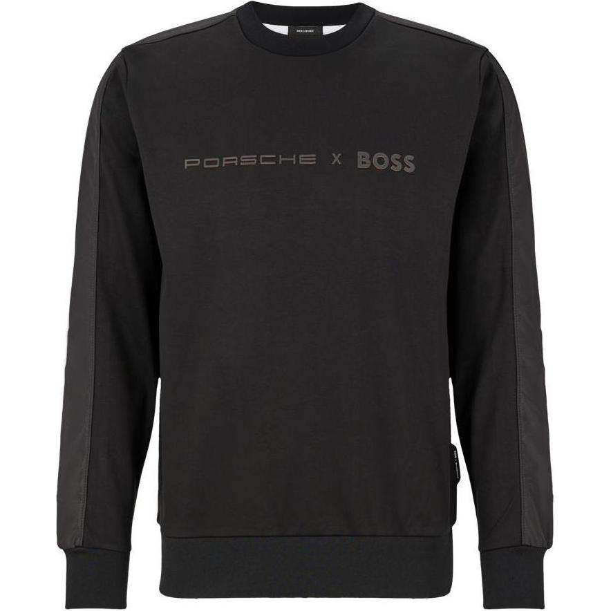 HUGO BOSS SS23 Black Crewneck Sweatshirt with Logo Print 50483755-001