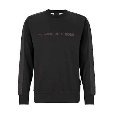 HUGO BOSS SS23 Black Crewneck Sweatshirt with Logo Print 50483755-001