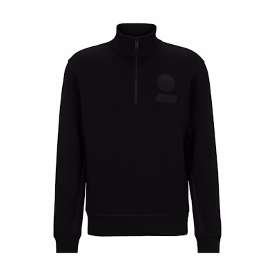 HUGO BOSS SS23 Black Half-Zip High Neck Sweatshirt 50493968-001