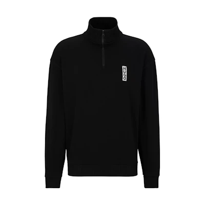 HUGO BOSS SS23 Black Half-Zip Pullover Long-Sleeve Sweatshirt 50494188-001